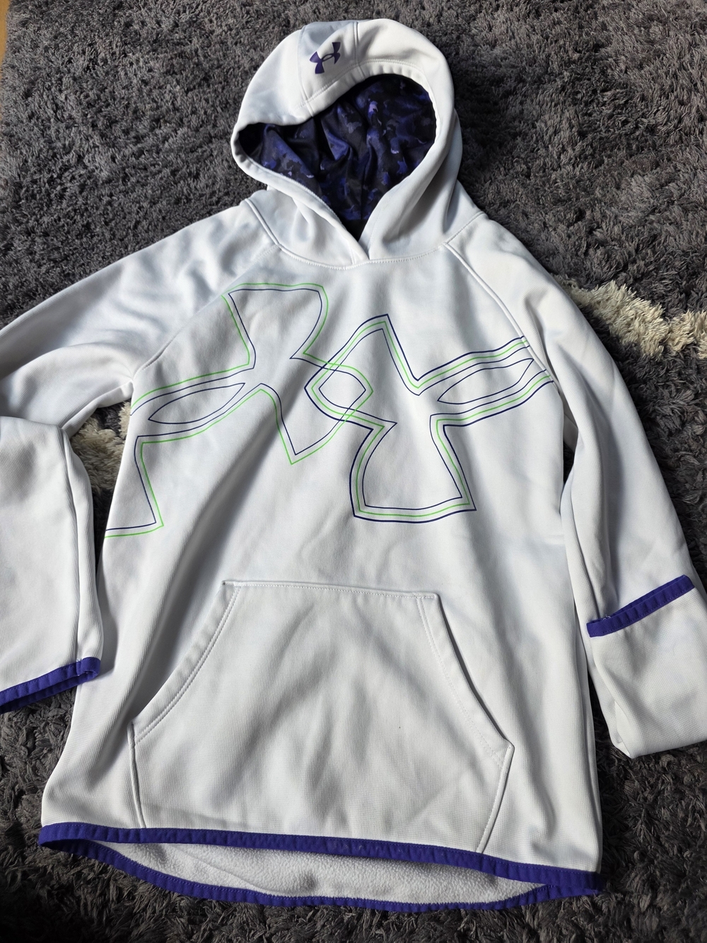 Jordan White Hoodie with Purple and Green Accents